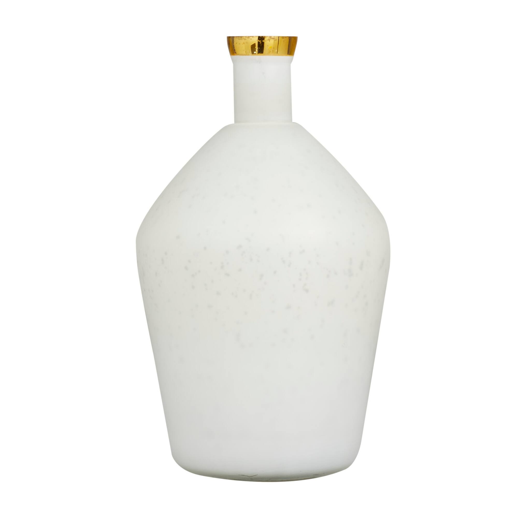 White Glass Glam Vase, 15" x 9" x 9"
